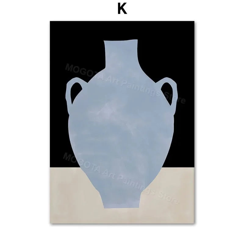 Retro Abstract Line Girl Vase Canvas Wall Art