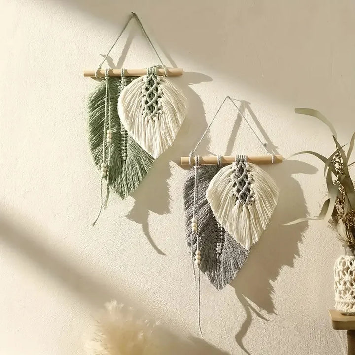 Handmade Boho Macrame Leaf Wall Decor