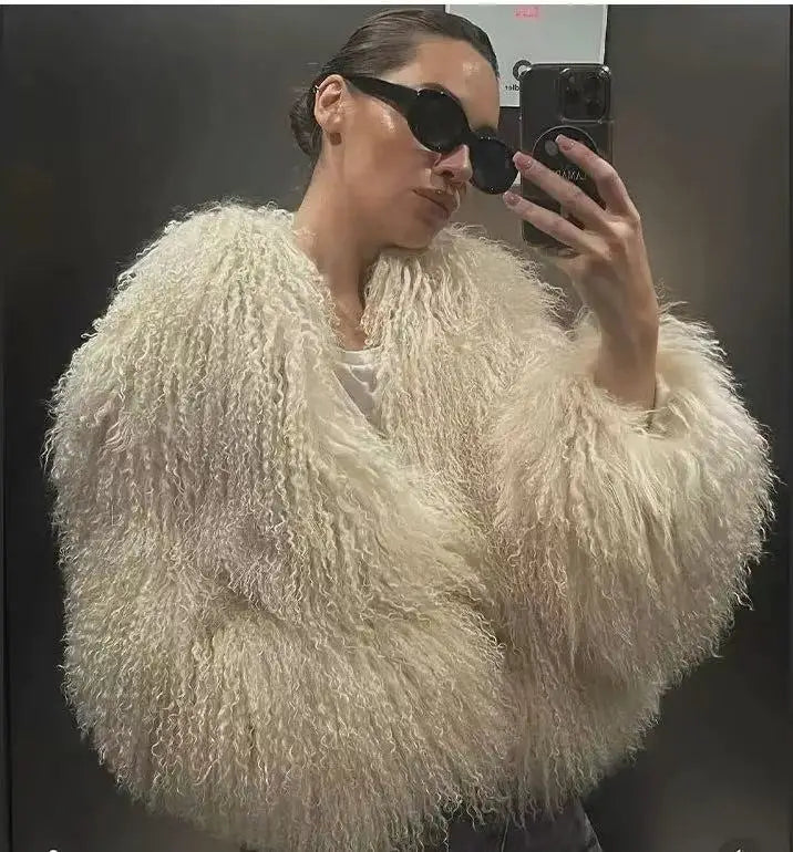 Luxury Mongolian Fur Thick Winter Coat