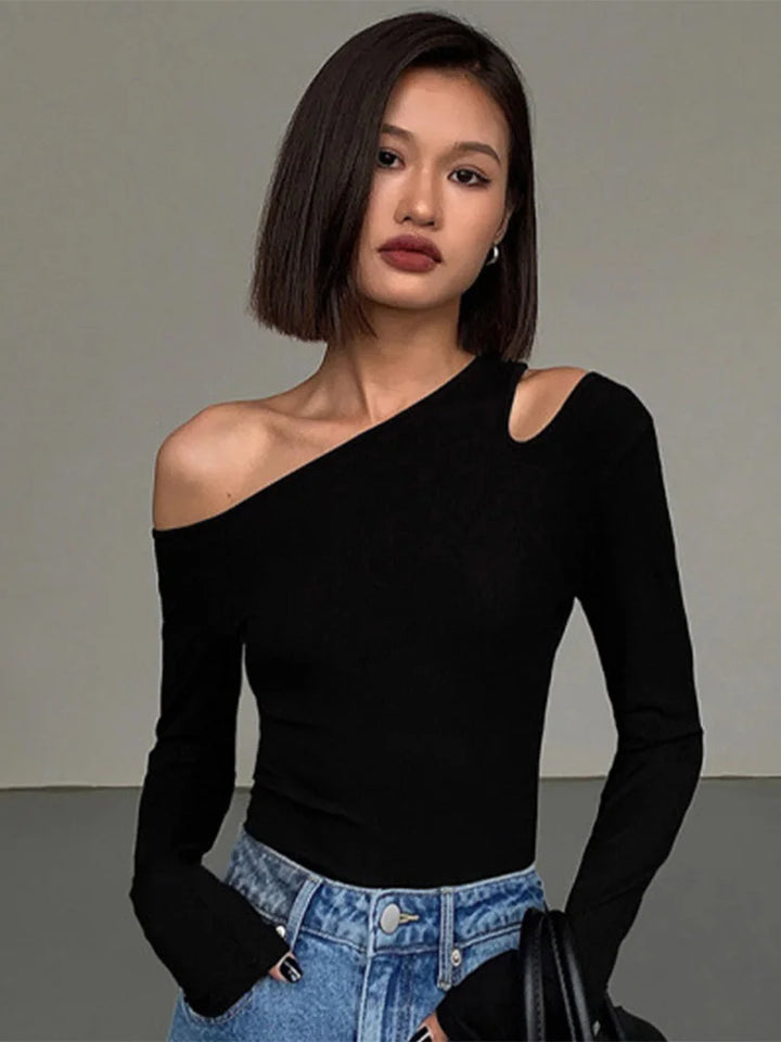 Women’s Off-Shoulder Hollow Out Slim Fit Crop Top
