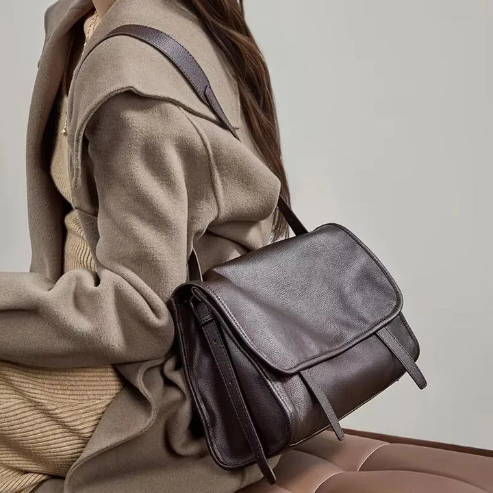 Genuine Cow Leather Satchel Shoulder Bag