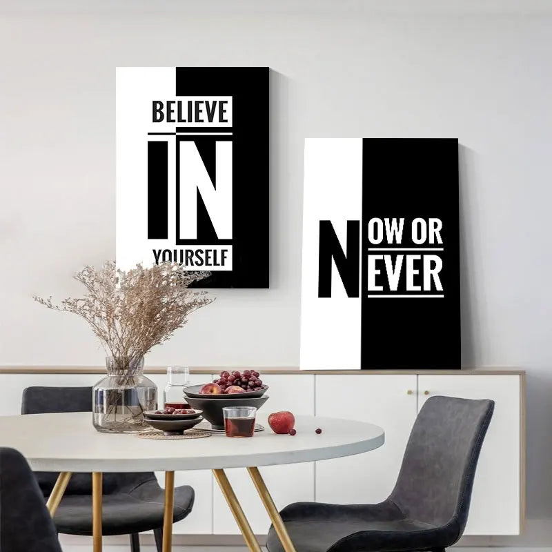 Modern Black & White Quote Canvas Art