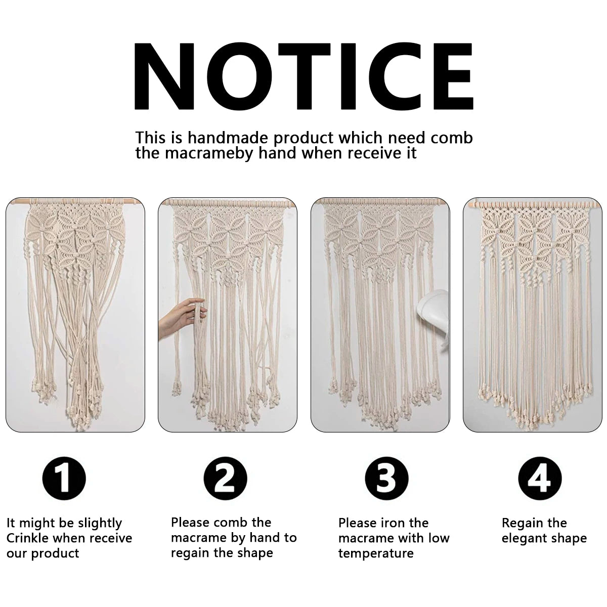 Solid Color Boho Macrame Wall Hanging