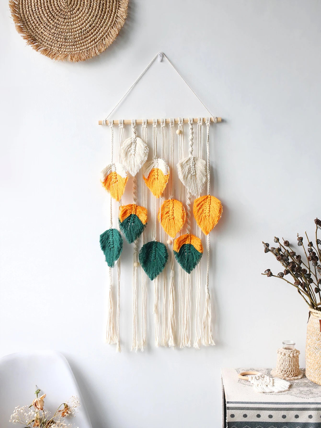 Multicolor Leaves Macrame Wall Hanging