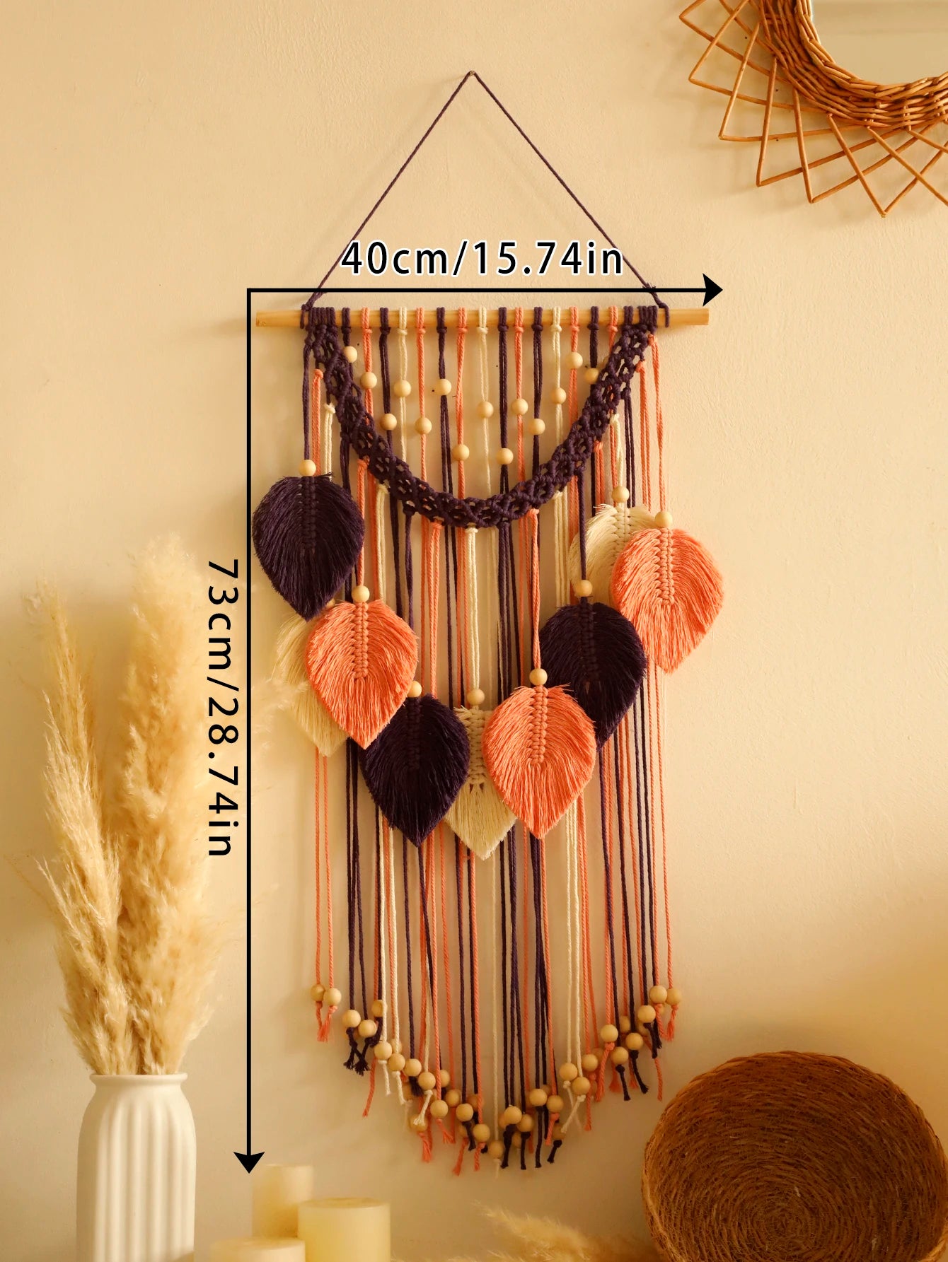 Multicolor Leaves Macrame Wall Hanging