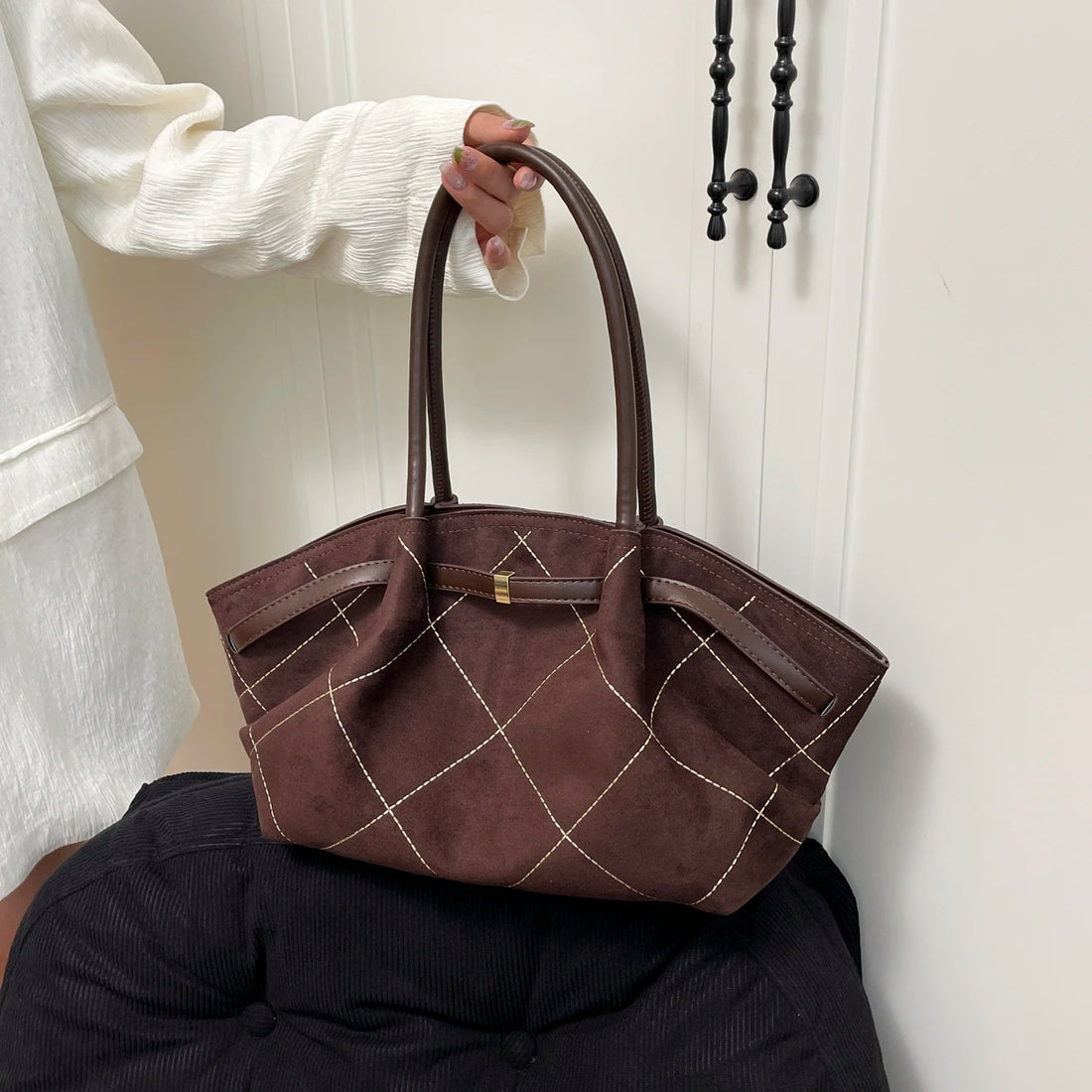 Faux Suede Shoulder Bag