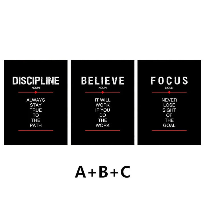 Modern Black Discipline Quote Canvas Print