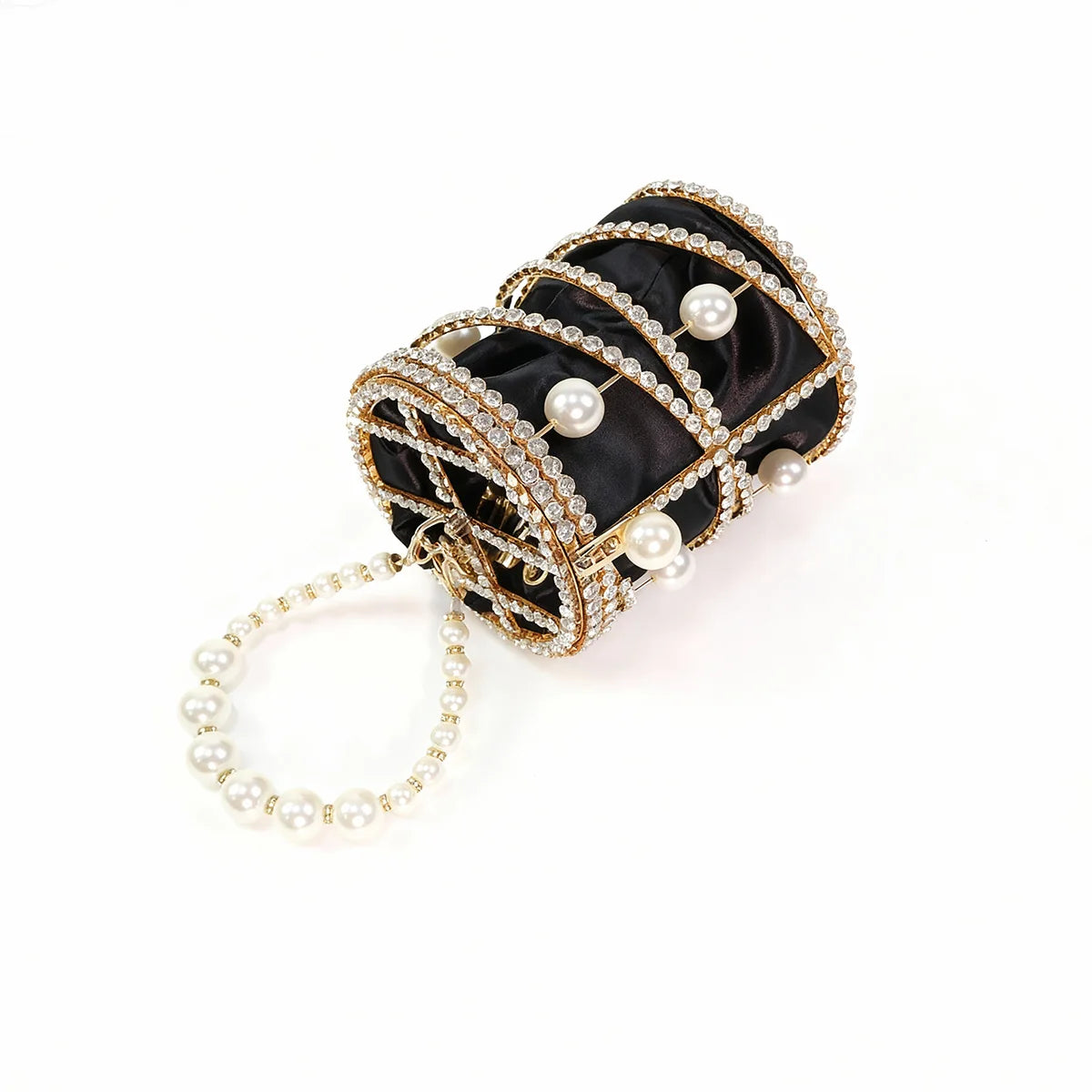 Luxury Gold Beaded Bucket Clutch