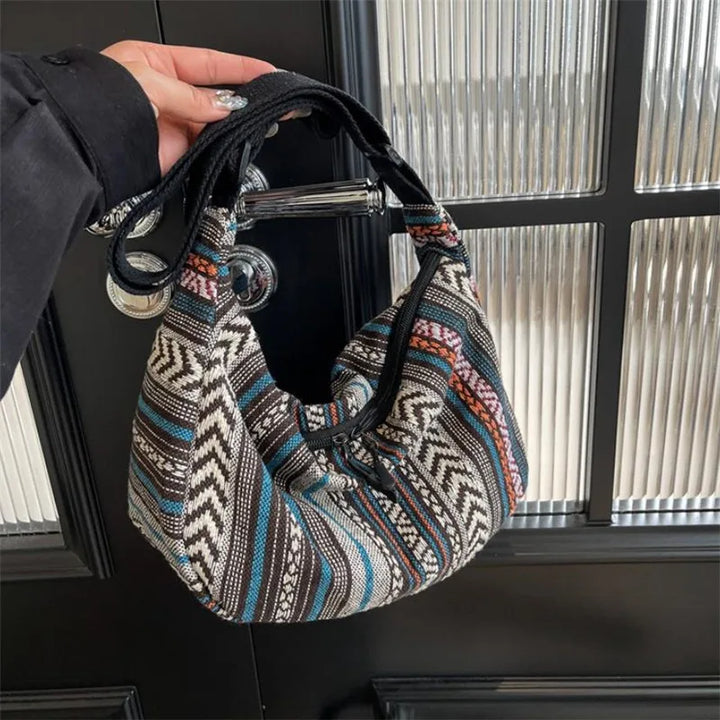 Tribal Striped Canvas Crossbody Bag