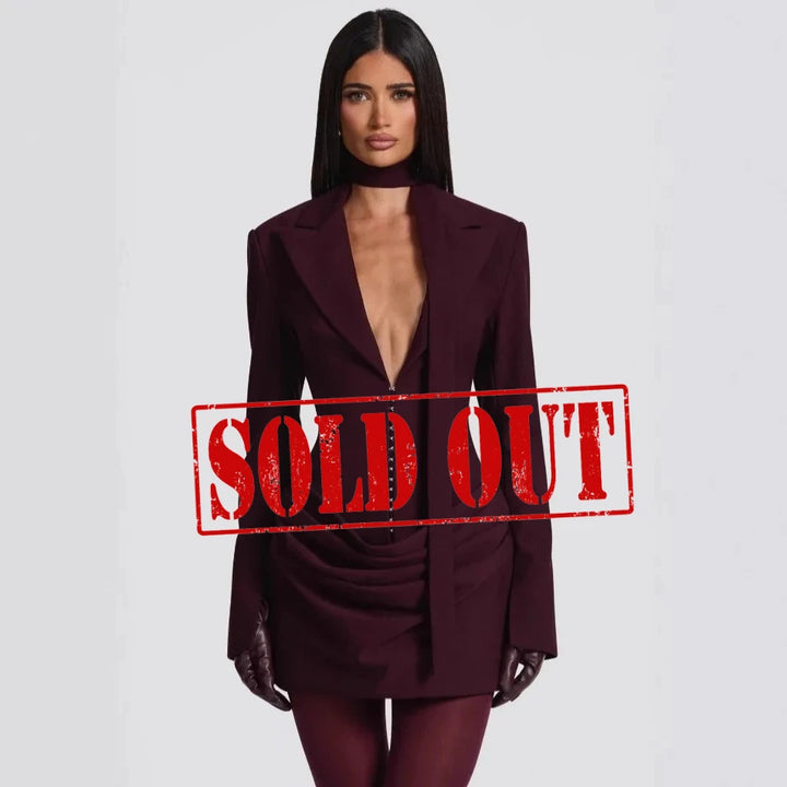 Suninheart Belted Shoulder Blazer Mini Dress