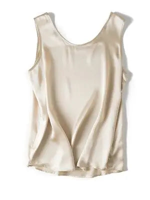 Women’s 100% Mulberry Silk O-Neck Sleeveless Tank Top