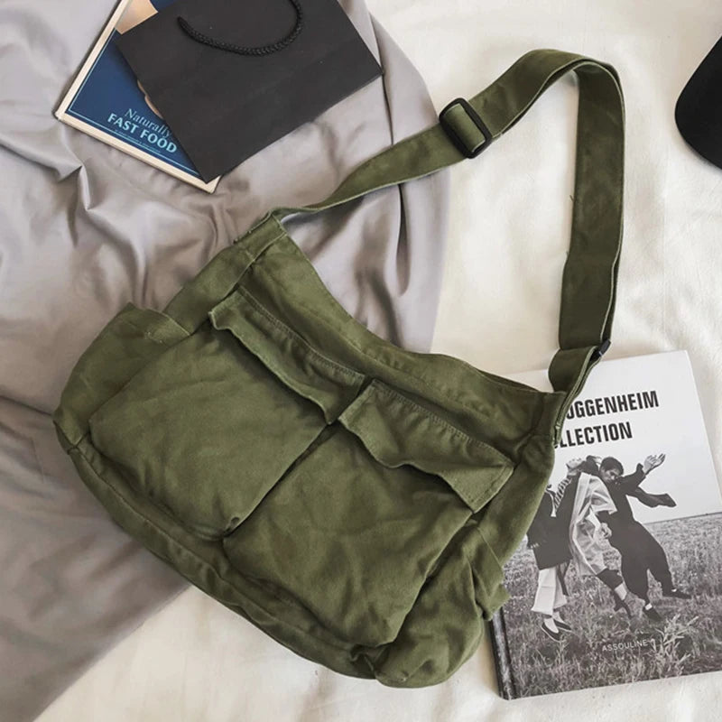 Vintage Canvas Shoulder Tote Bag