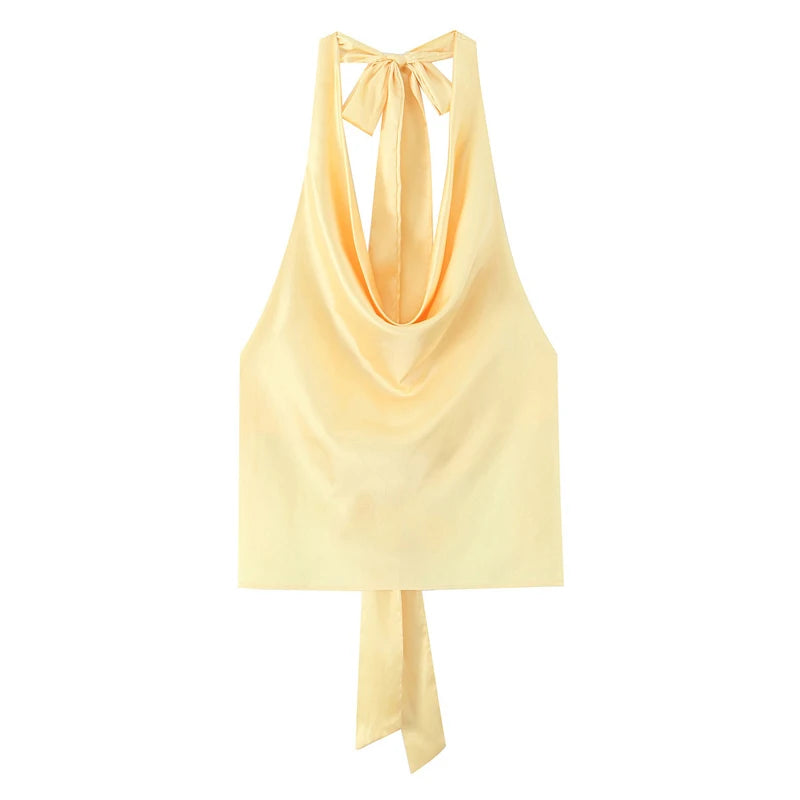 Women’s Satin Halter Neck Sleeveless Summer Top