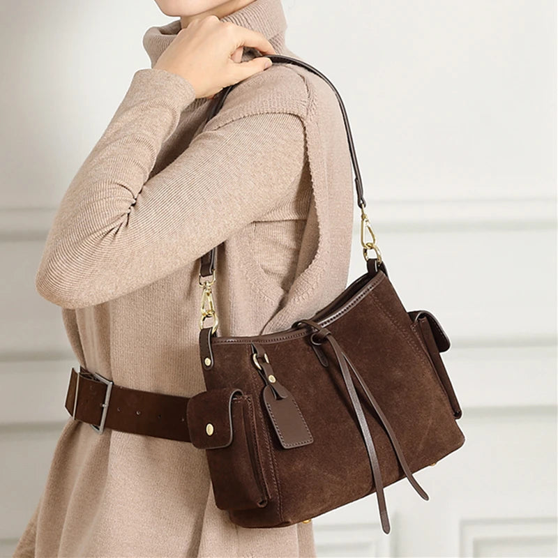 Vintage Suede Genuine Leather Shoulder Bag