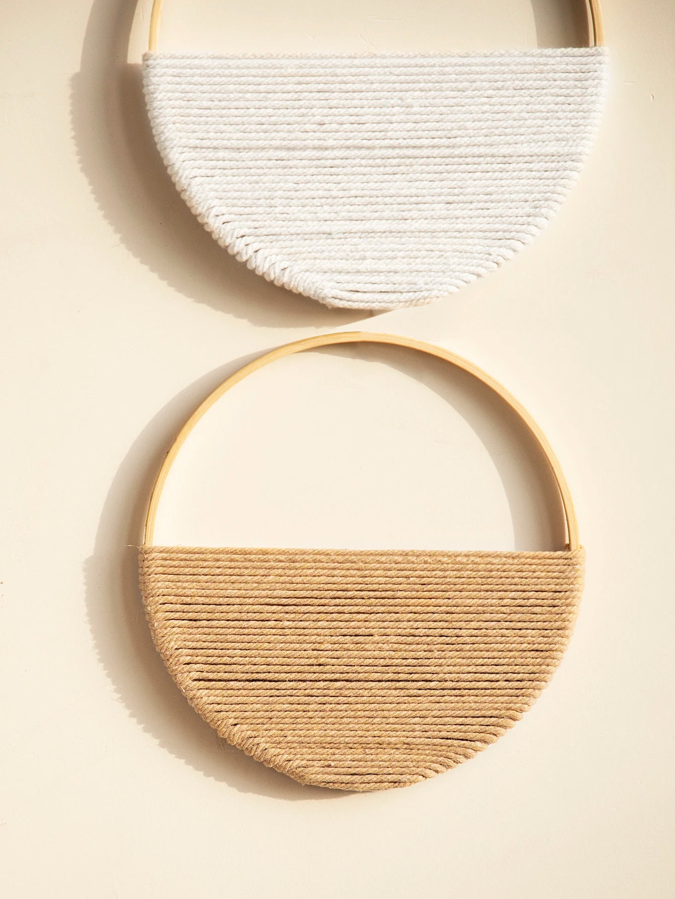 2Pcs Round Macrame Boho Wall Hanging Set
