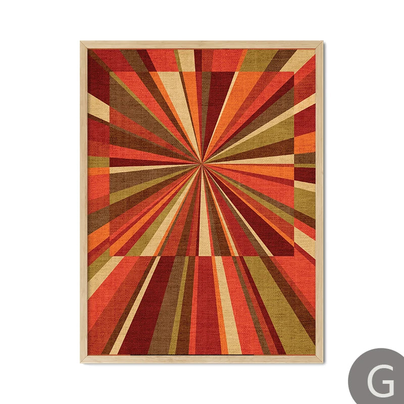 Abstract Thistles Terracotta Line Canvas Wall Art