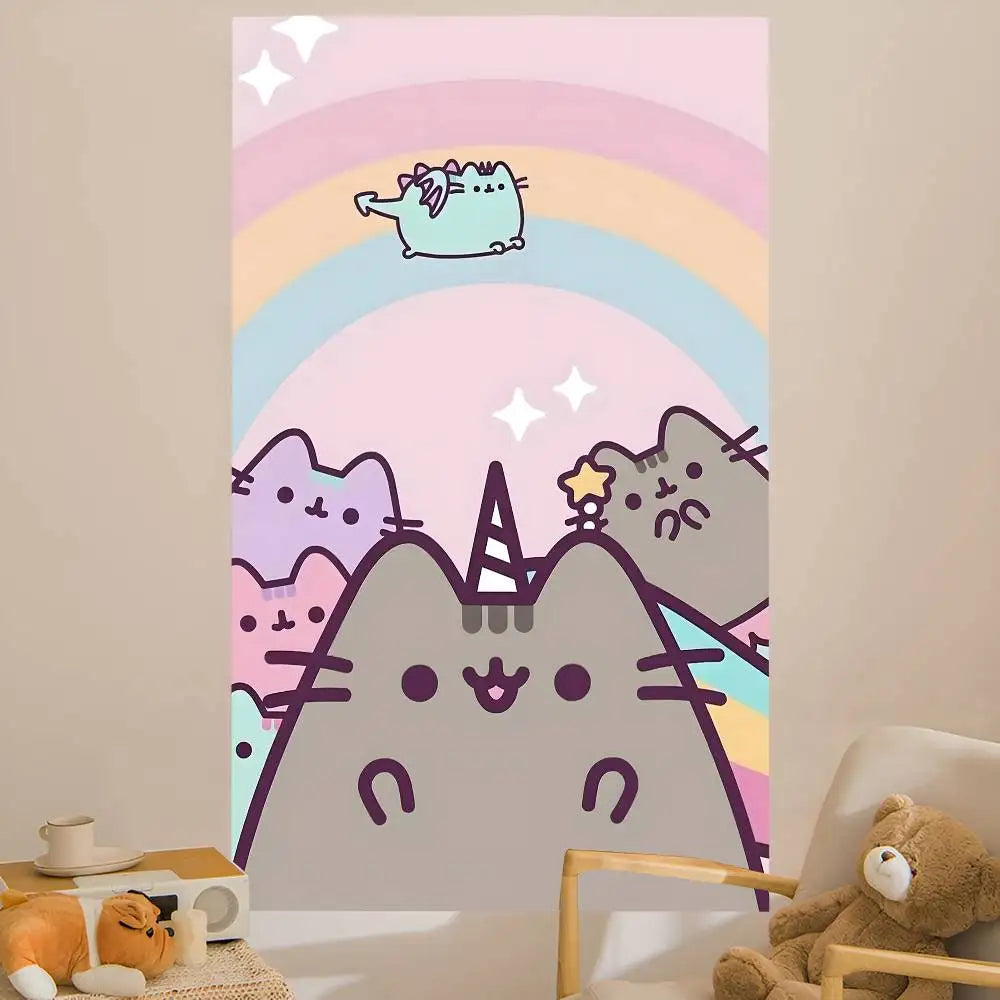 Cute Pusheen Cartoon Colorful Tapestry