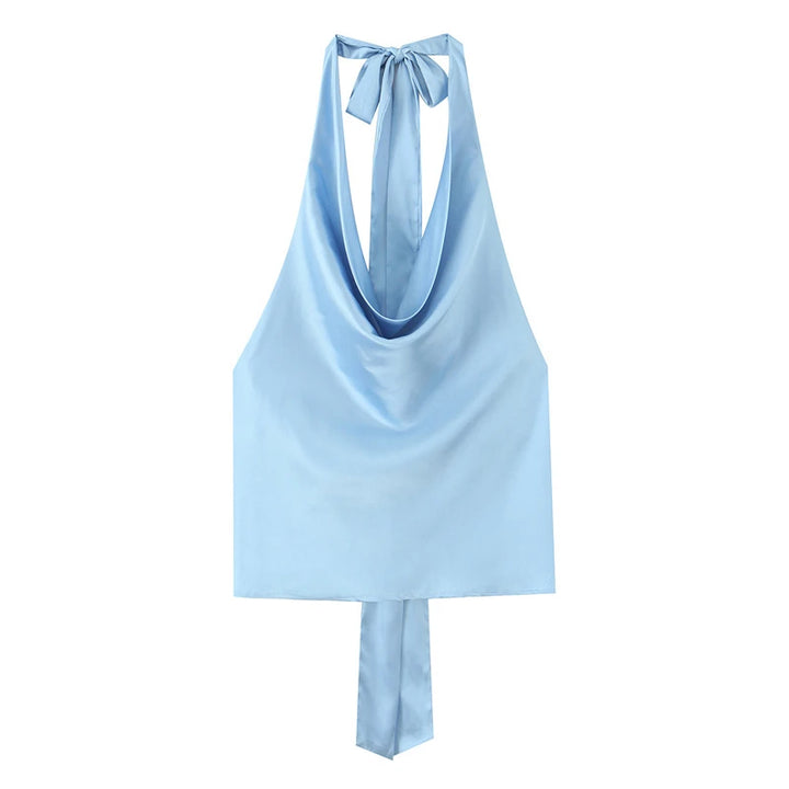 Women’s Satin Halter Neck Sleeveless Summer Top