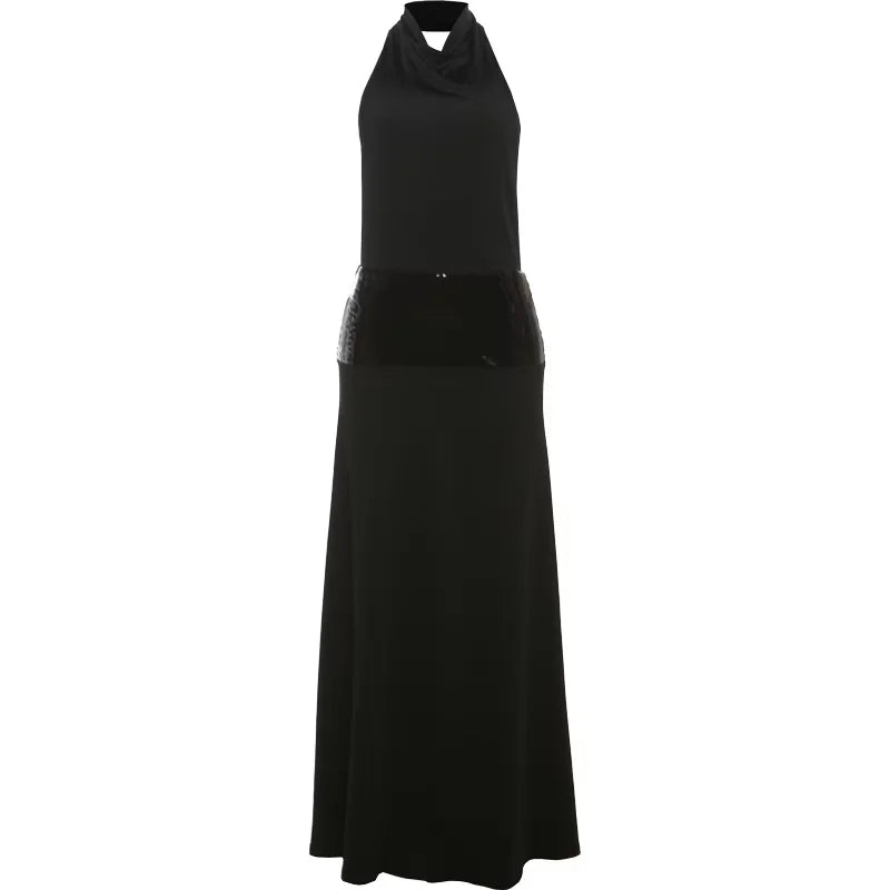 Backless Draped Maxi Bodycon Dress