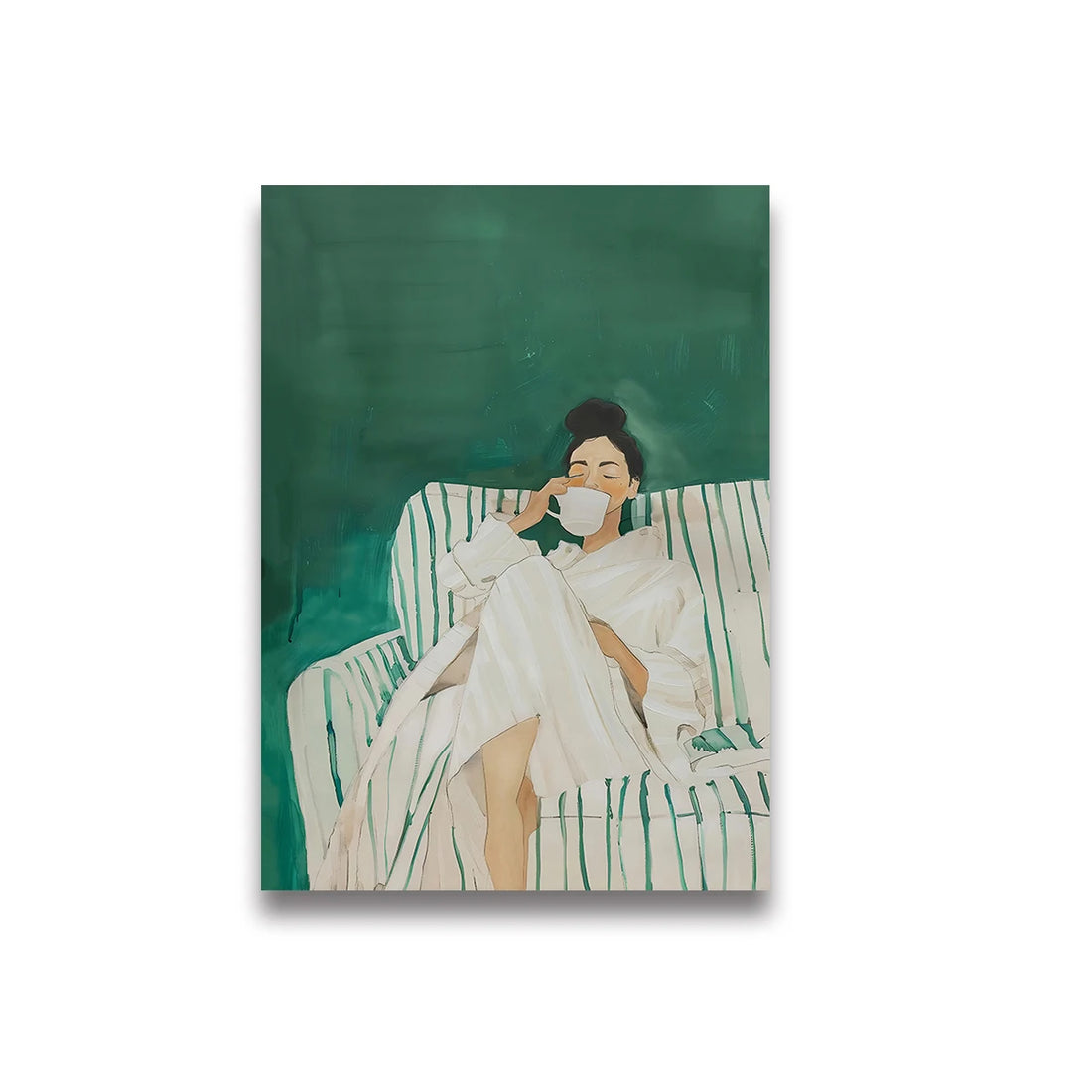 Abstract Woman Reading Coffee Canvas Wall Art