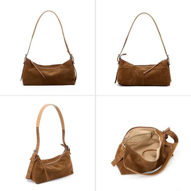 High-End Suede Leather Crossbody Shoulder Bag