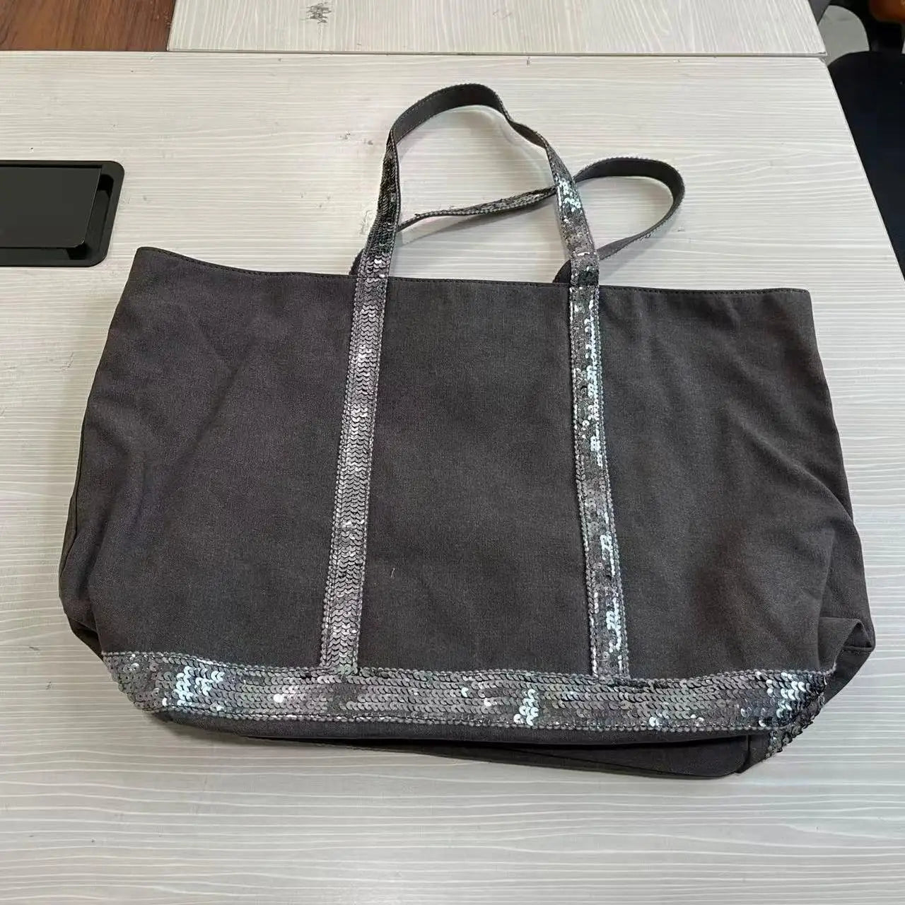 Retro Sequin Canvas Tote Bag
