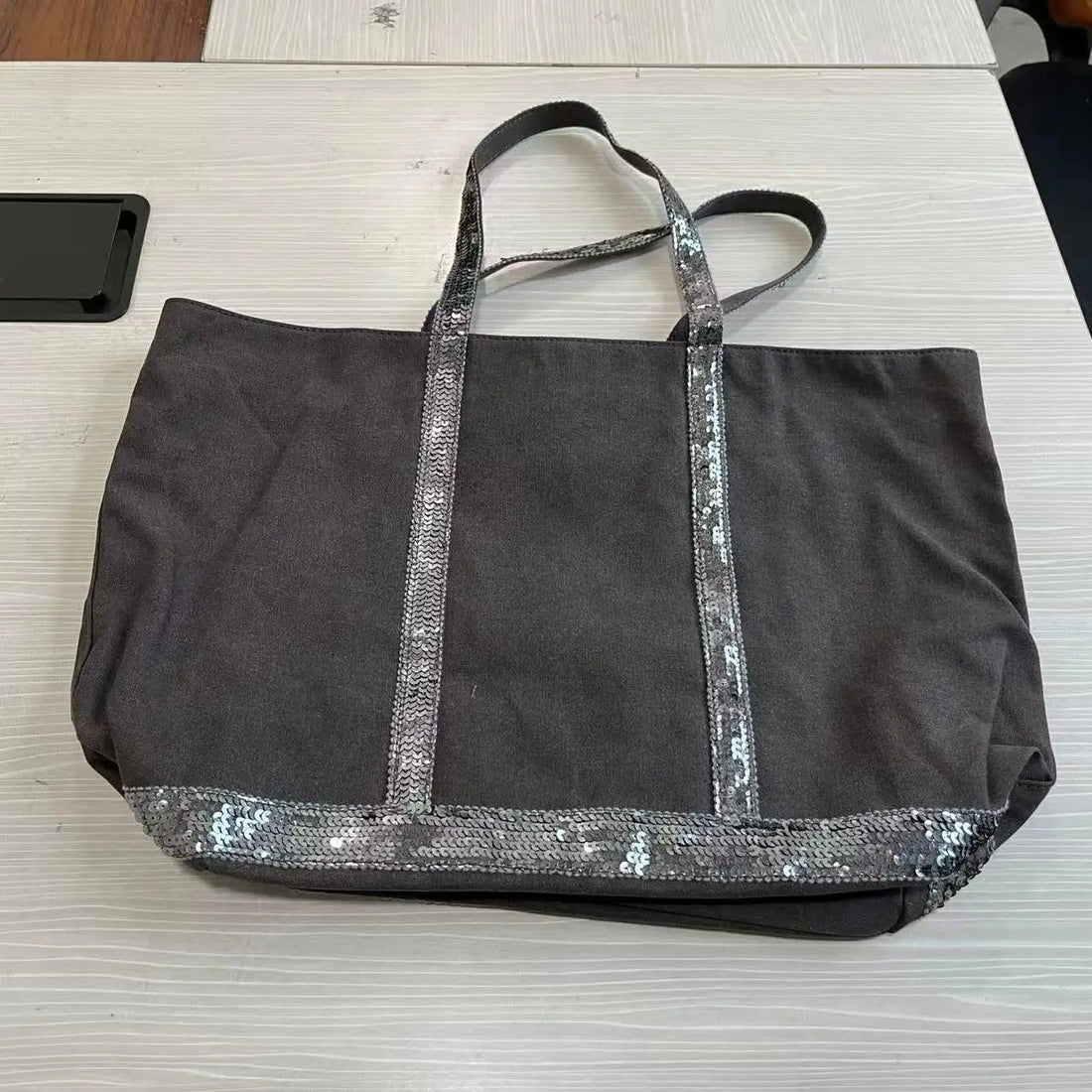 Retro Sequin Canvas Tote Bag