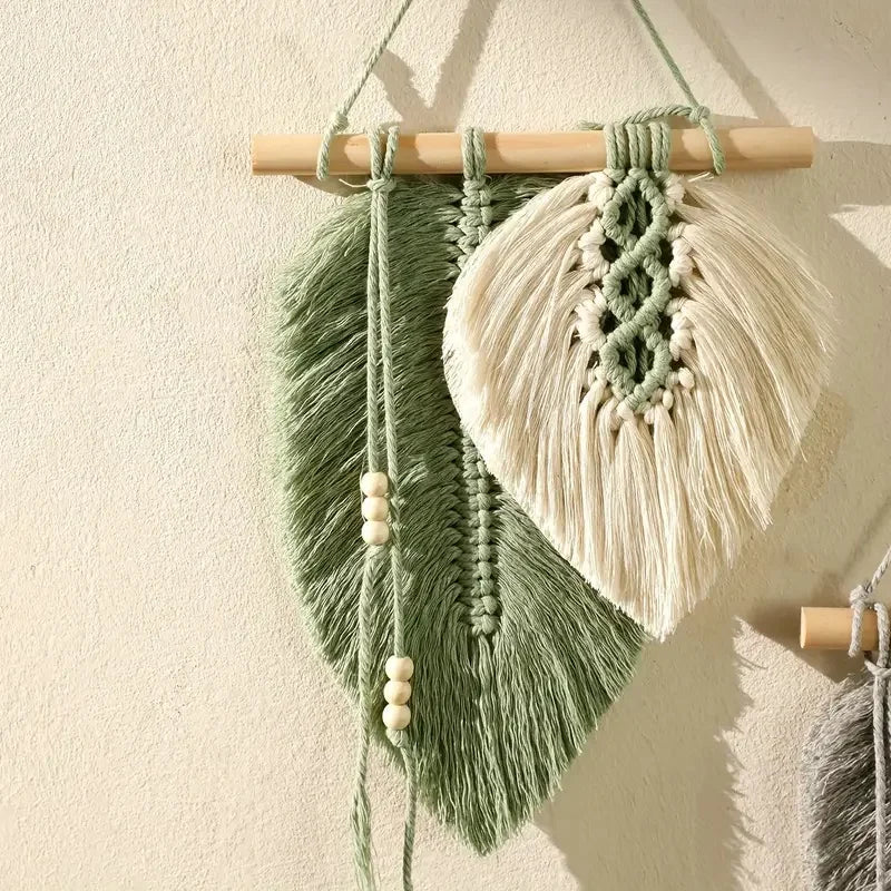 Handmade Boho Macrame Leaf Wall Decor