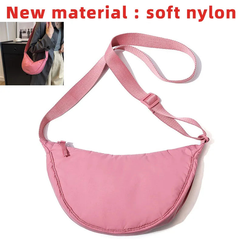 Solid Color Nylon Crossbody Shoulder Bag