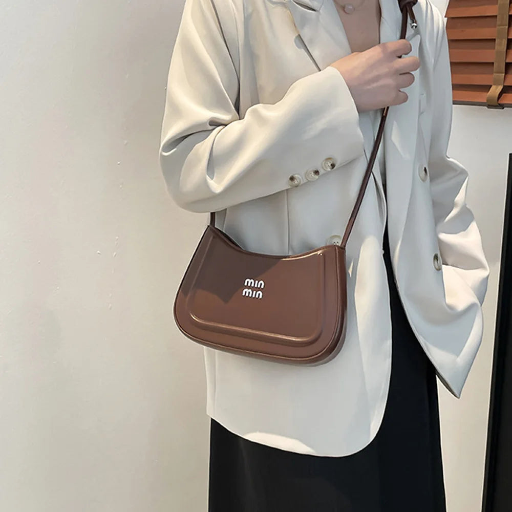 High-End Texture Crescent Crossbody Bag