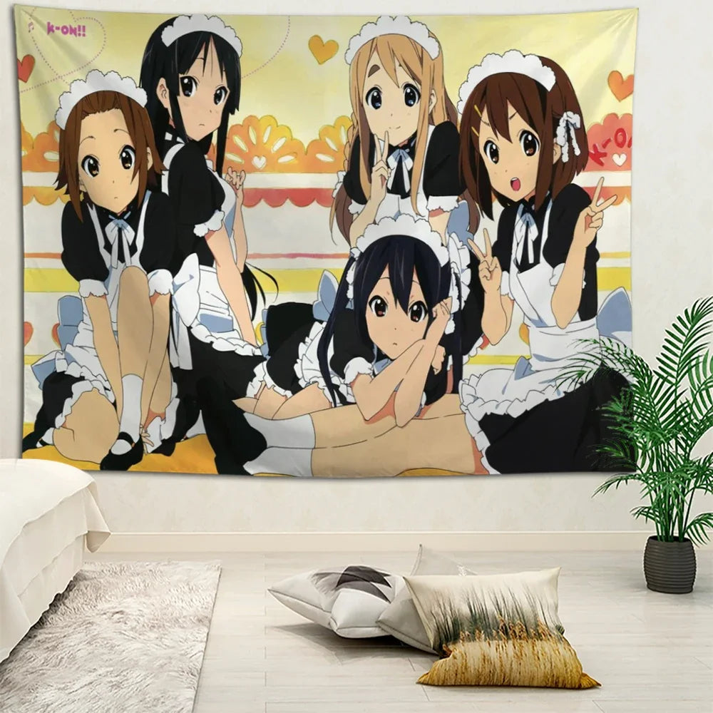 Cute Anime Girl Group Tapestry Wall Decor