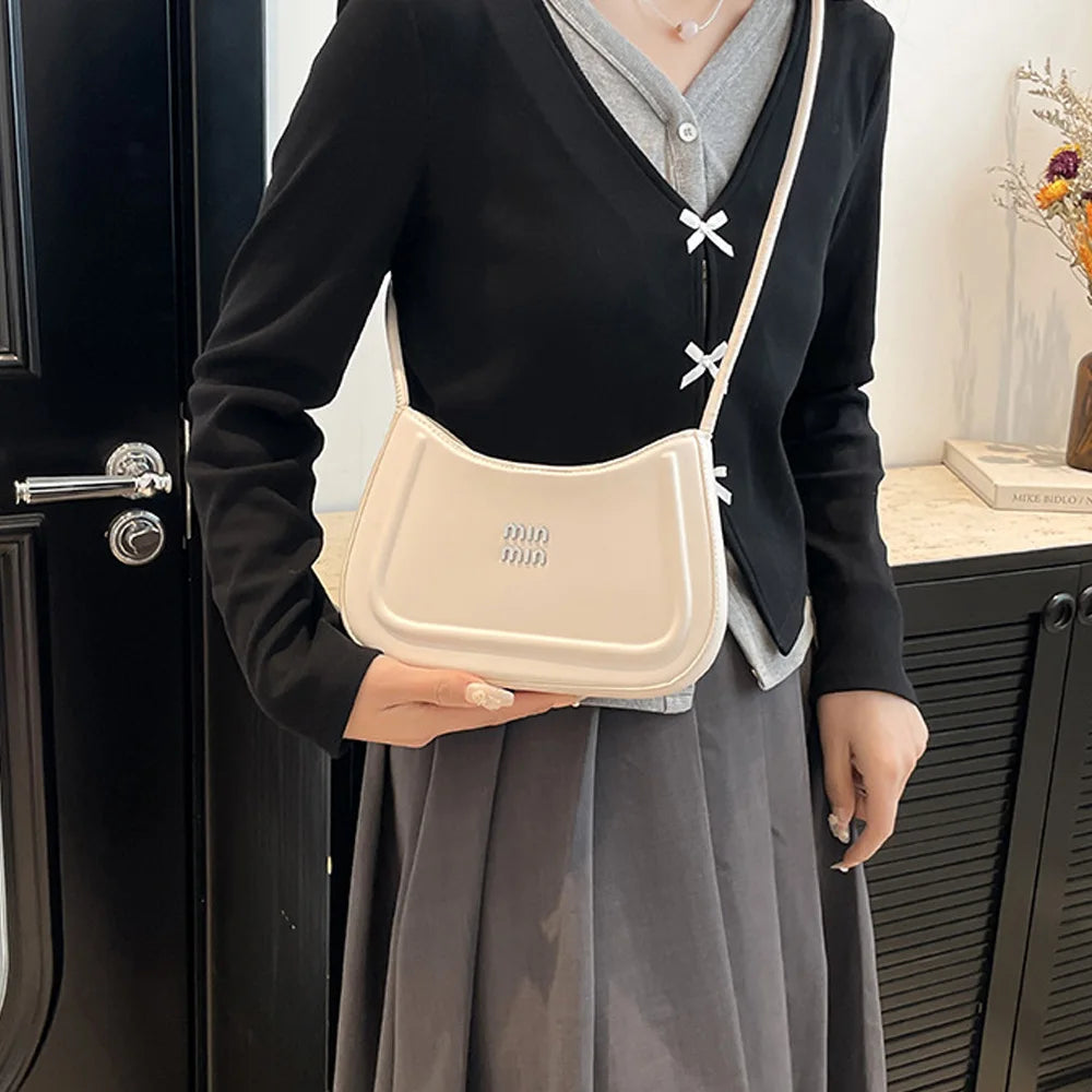 High-End Texture Crescent Crossbody Bag