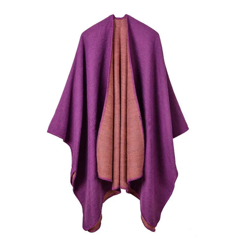 Winter Imitation Cashmere Poncho Cape Wrap