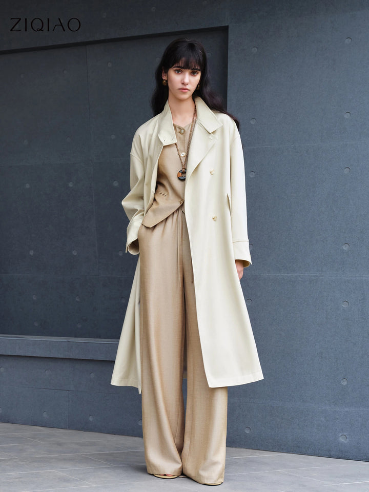 Double Breasted Long Trench Coat