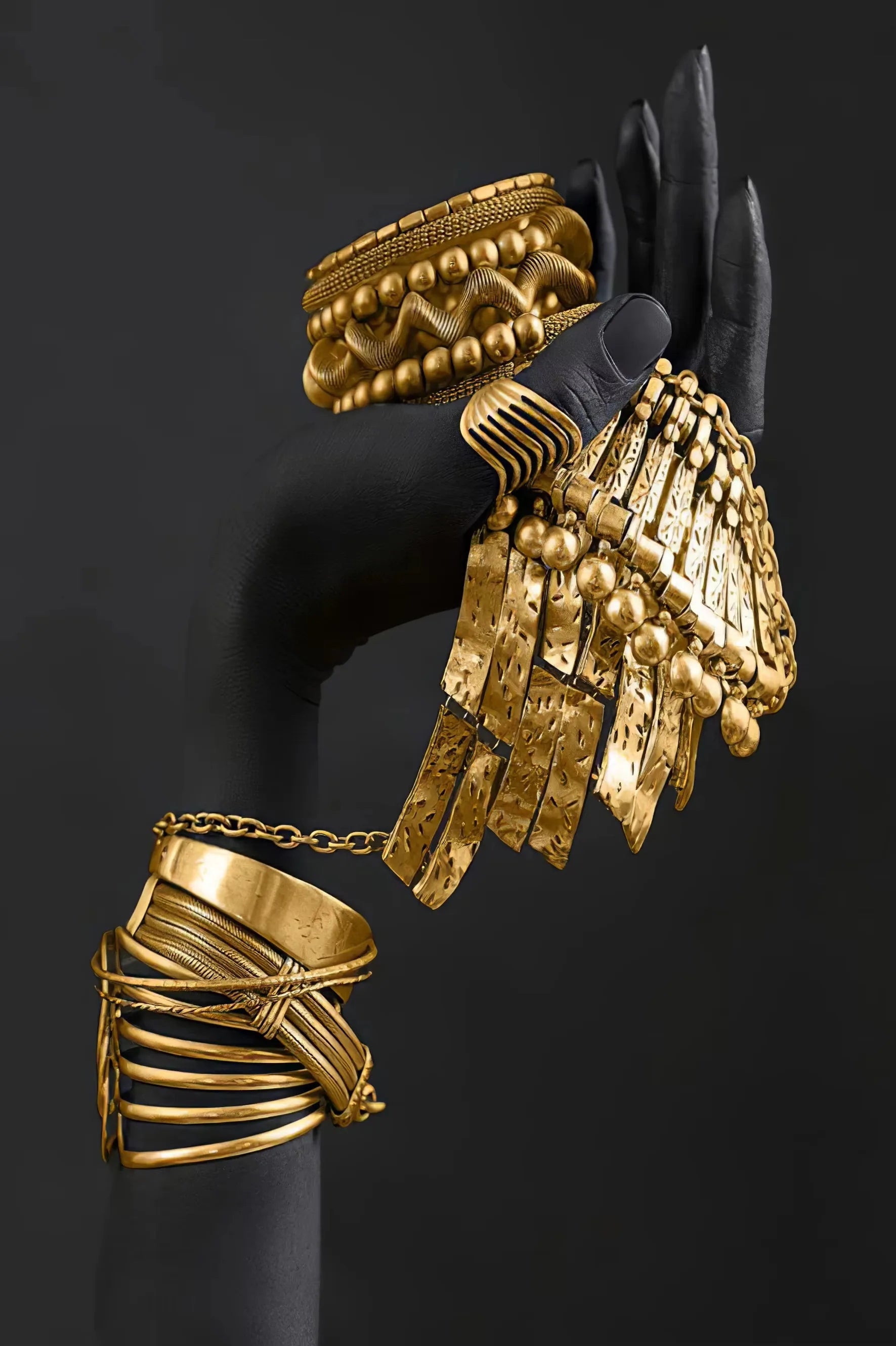 African Woman Gold Jewelry Canvas Wall Art