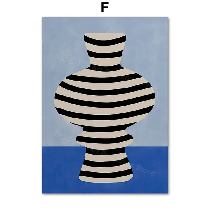 Retro Abstract Line Girl Vase Canvas Wall Art