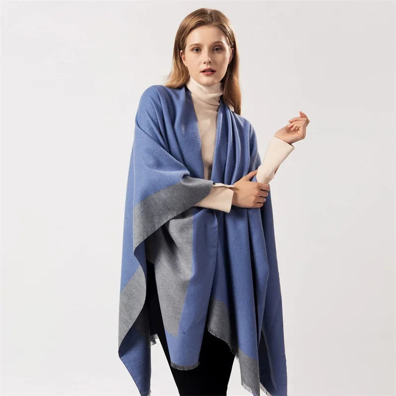 Winter Imitation Cashmere Poncho Cape Wrap