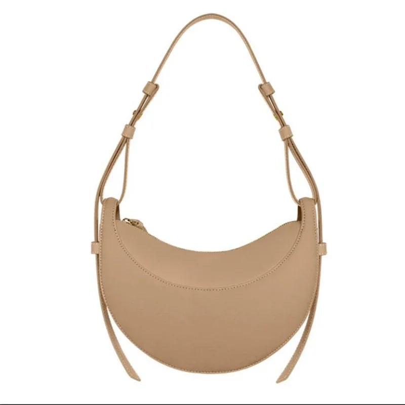 French Genuine Leather Crescent Shoulder Bag