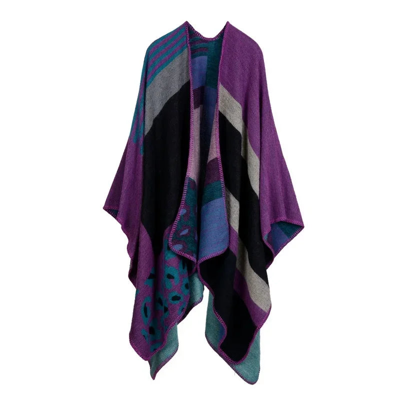 Winter Imitation Cashmere Poncho Cape Wrap