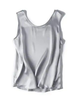 Women’s 100% Mulberry Silk O-Neck Sleeveless Tank Top