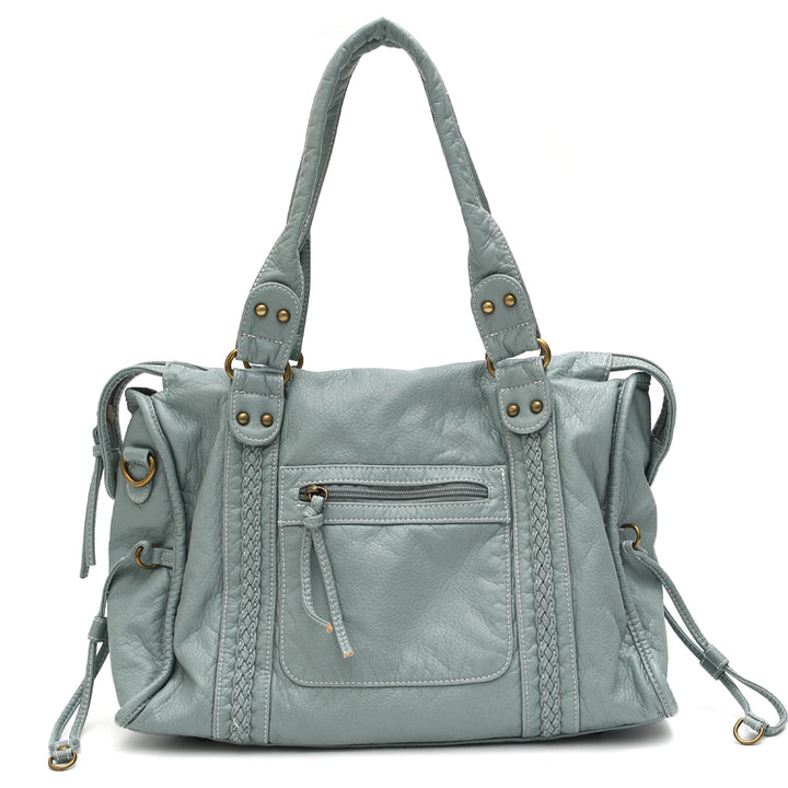 Vintage Washed PU Leather Tote Bag