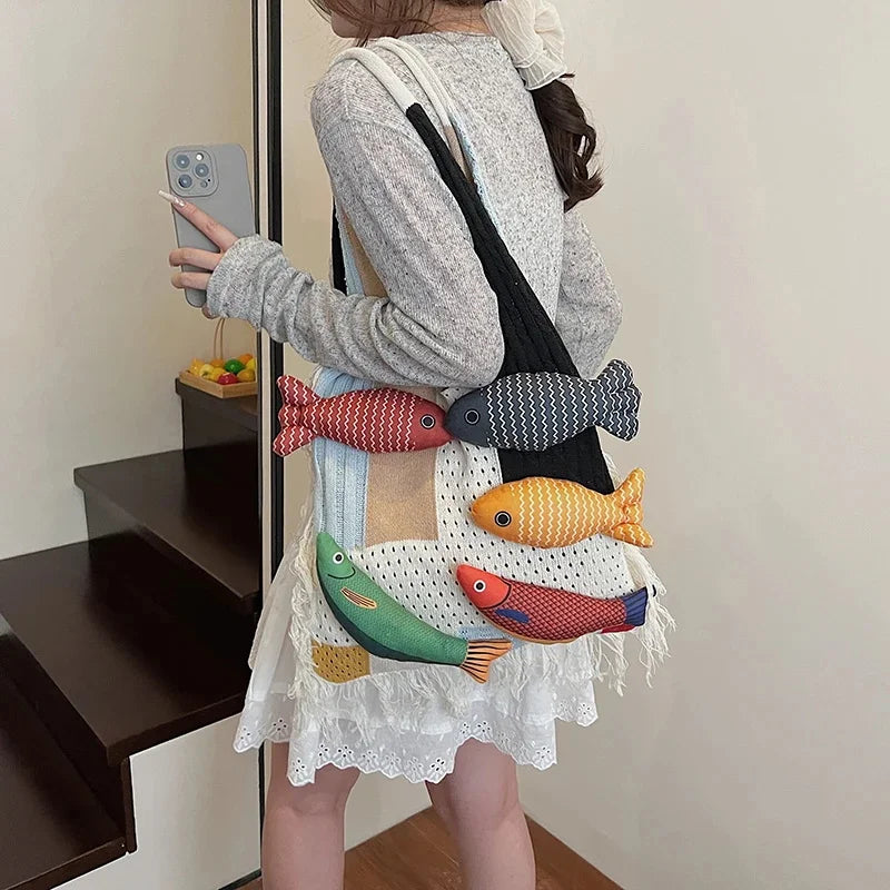 Cute Fish Knitted Tote Bag