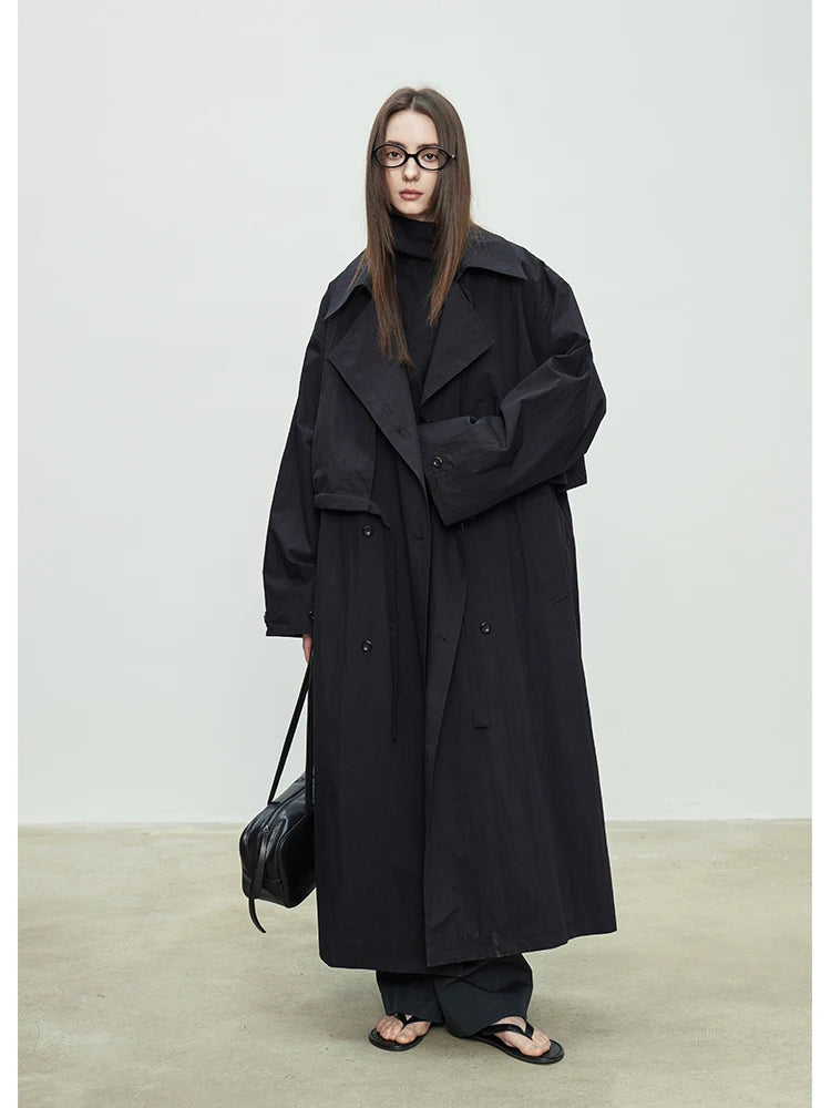 Oversized Double Breasted Khaki Trench Coat