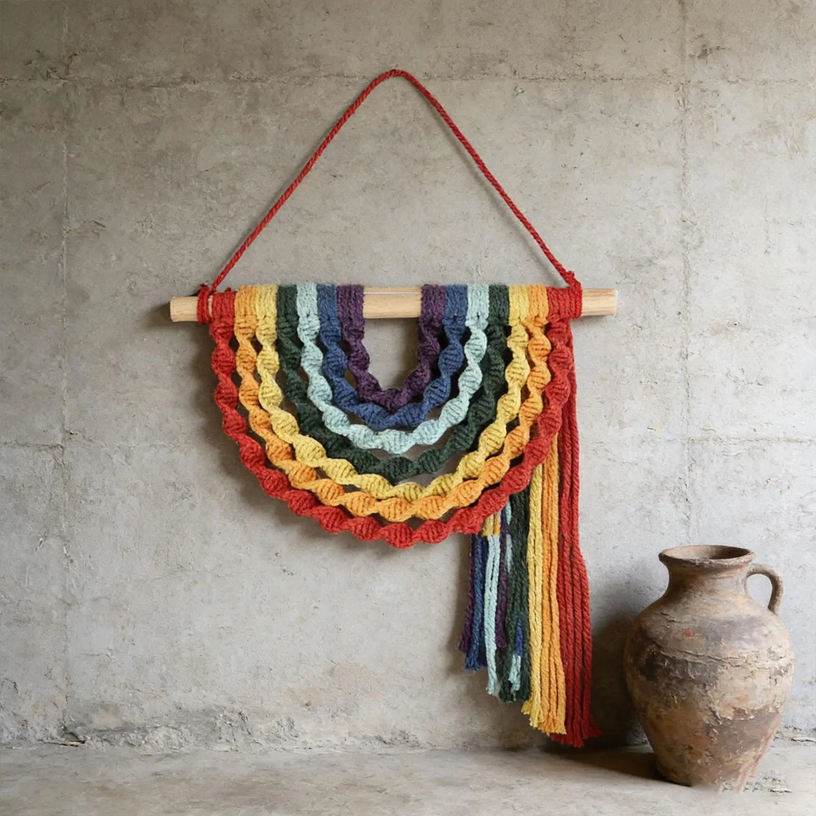 Lovely Macrame Rainbow Wall Hanging
