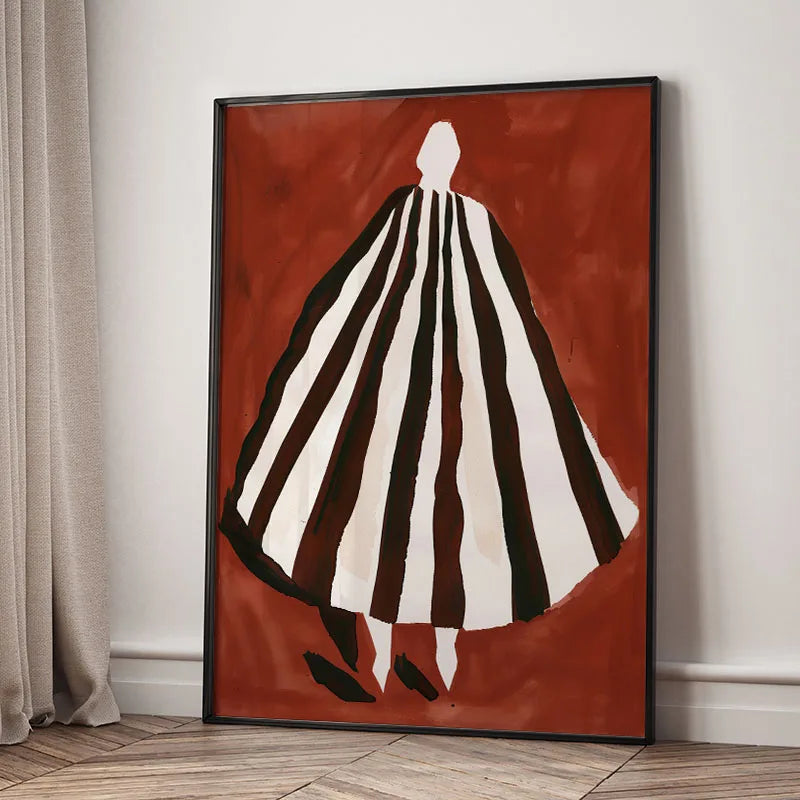Red Striped Girl Hat Canvas Wall Art