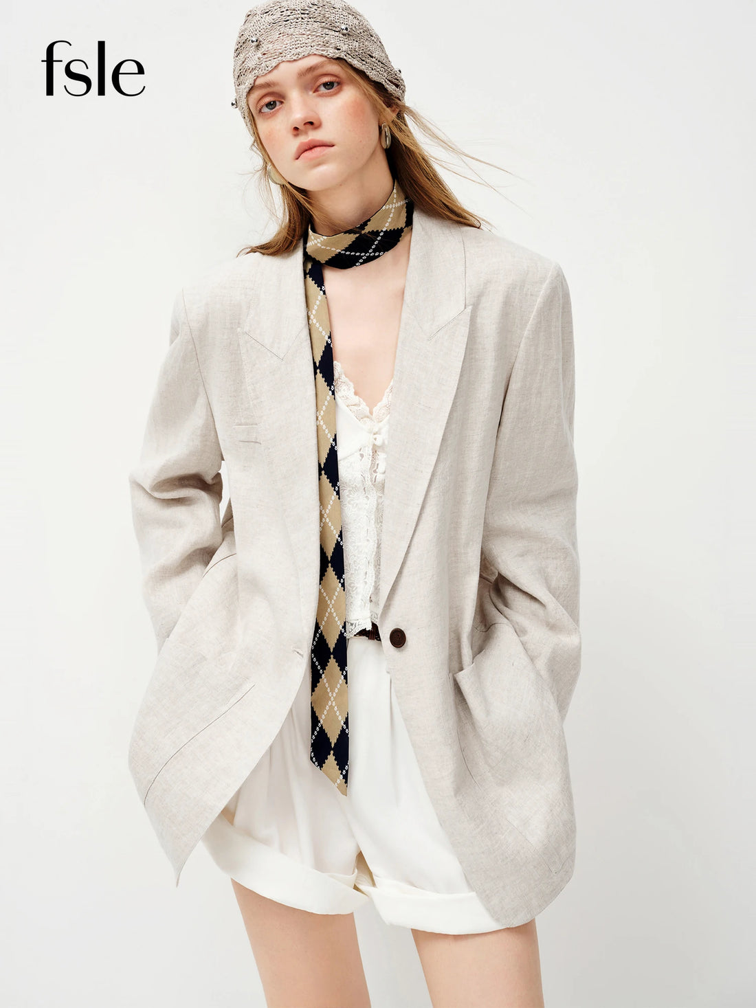 FSLE 2026 Relaxed Fit 100% Linen Unstructured Blazer