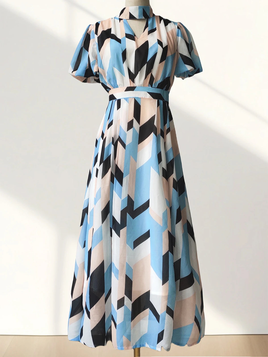 Floral Chiffon A-Line Midi Party Dress