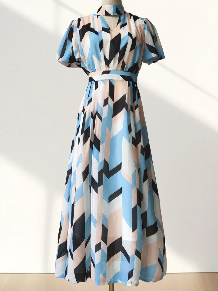 Floral Chiffon A-Line Midi Party Dress