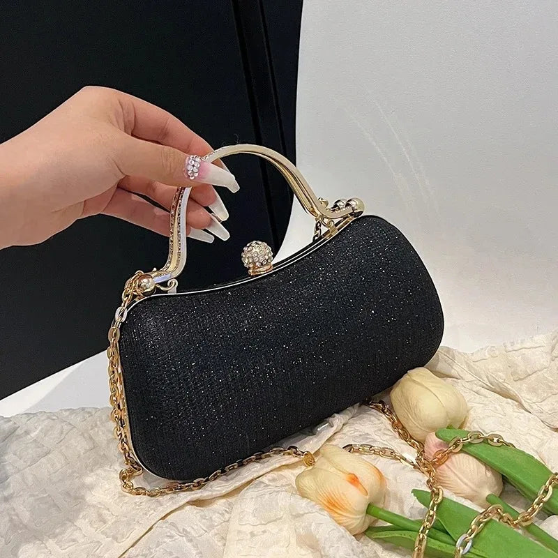 Shiny Silver Rhinestone Evening Handbag