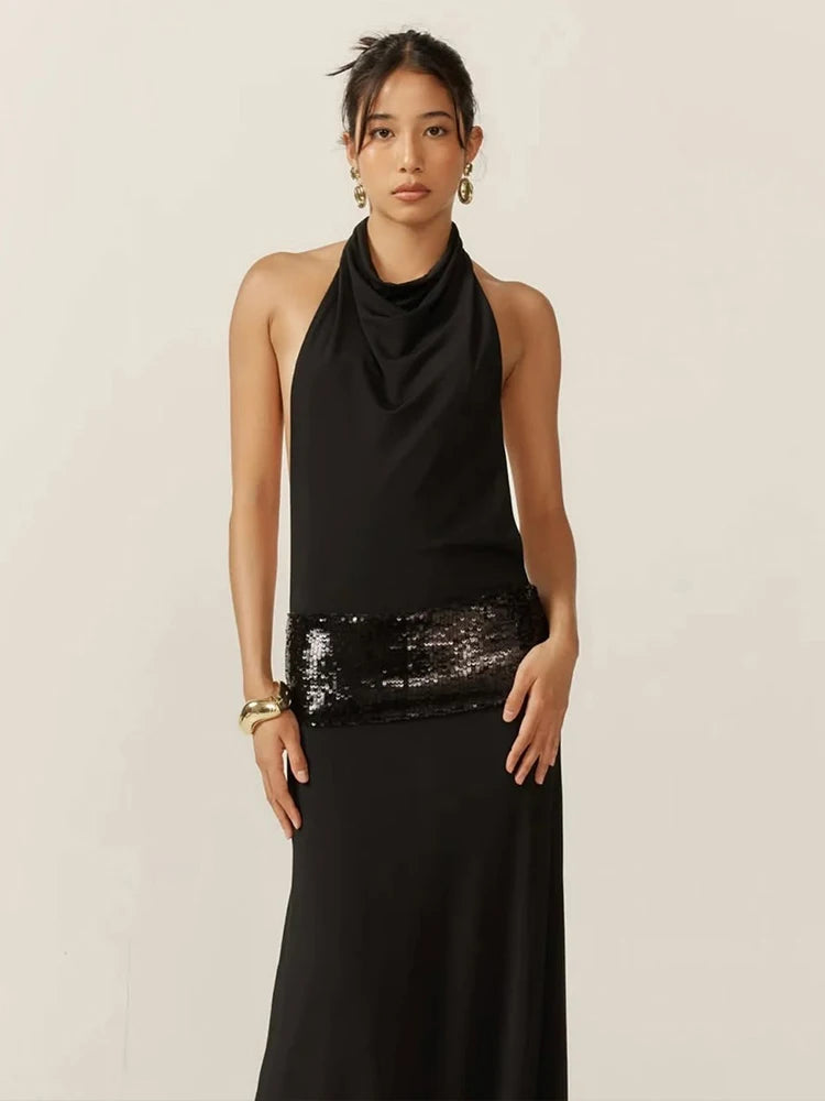 Backless Draped Maxi Bodycon Dress